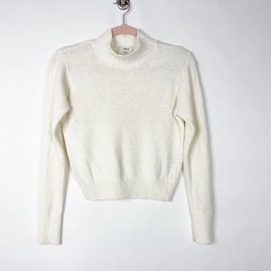 Artizia Wilfred Crop Mock Neck Sweater Medium Cream Ribbed Cuff Hem #5366